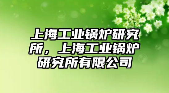 上海工業(yè)鍋爐研究所，上海工業(yè)鍋爐研究所有限公司