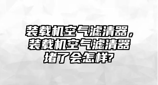 裝載機空氣濾清器，裝載機空氣濾清器堵了會怎樣?