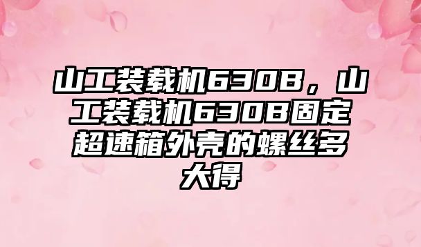 山工裝載機630B，山工裝載機630B固定超速箱外殼的螺絲多大得