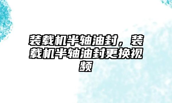 裝載機(jī)半軸油封，裝載機(jī)半軸油封更換視頻