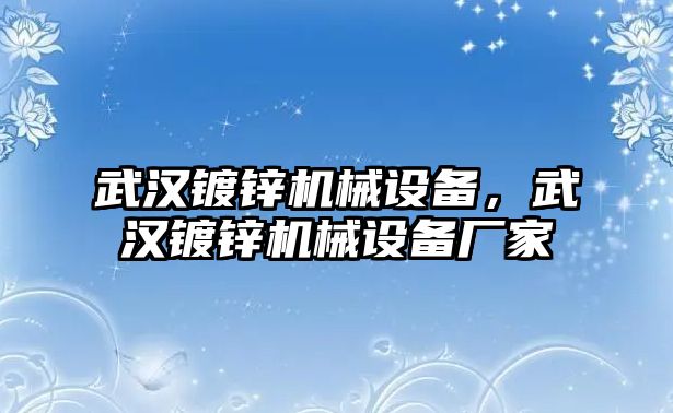 武漢鍍鋅機(jī)械設(shè)備，武漢鍍鋅機(jī)械設(shè)備廠家