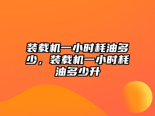 裝載機(jī)一小時(shí)耗油多少，裝載機(jī)一小時(shí)耗油多少升