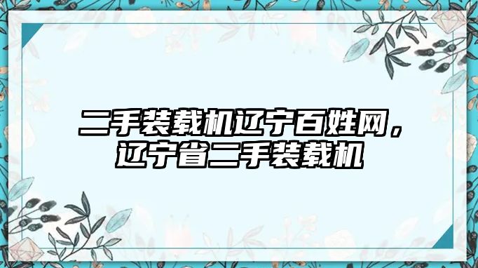 二手裝載機(jī)遼寧百姓網(wǎng)，遼寧省二手裝載機(jī)