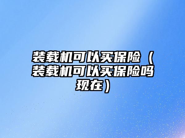 裝載機可以買保險（裝載機可以買保險嗎現(xiàn)在）