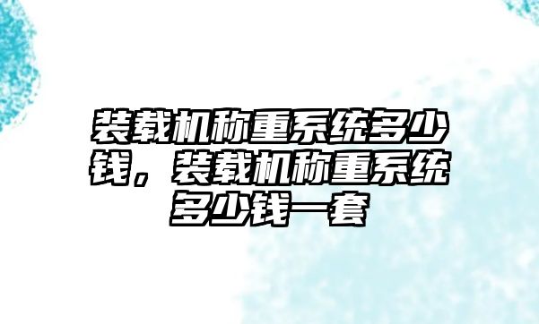 裝載機(jī)稱(chēng)重系統(tǒng)多少錢(qián)，裝載機(jī)稱(chēng)重系統(tǒng)多少錢(qián)一套