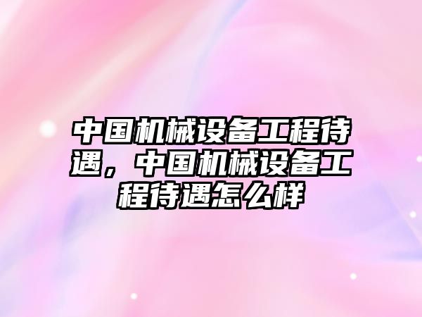 中國機(jī)械設(shè)備工程待遇，中國機(jī)械設(shè)備工程待遇怎么樣