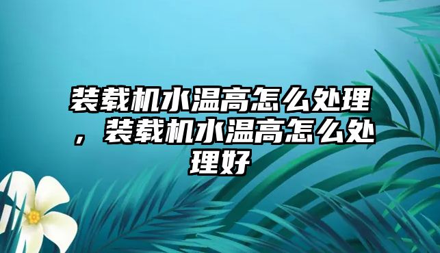 裝載機(jī)水溫高怎么處理，裝載機(jī)水溫高怎么處理好