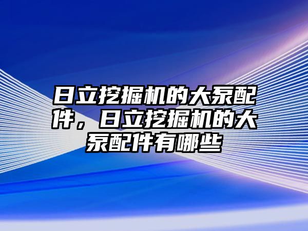 日立挖掘機的大泵配件，日立挖掘機的大泵配件有哪些