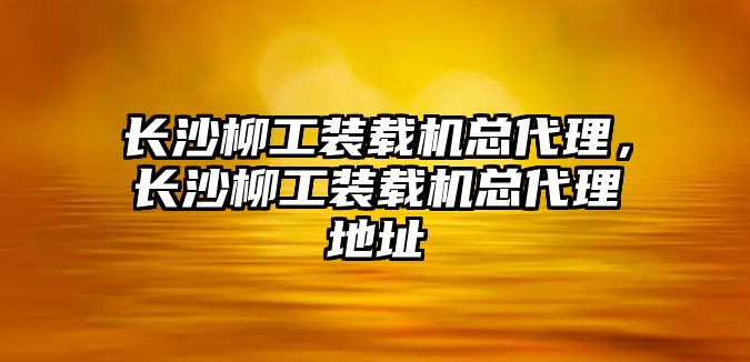 長沙柳工裝載機總代理，長沙柳工裝載機總代理地址