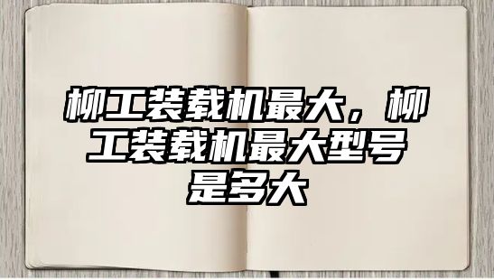 柳工裝載機最大，柳工裝載機最大型號是多大