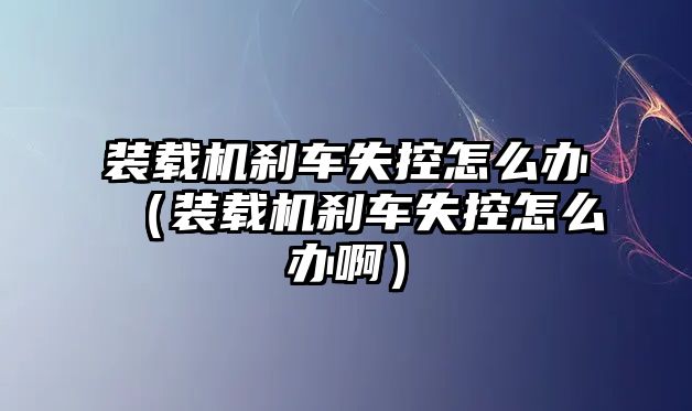 裝載機(jī)剎車失控怎么辦（裝載機(jī)剎車失控怎么辦?。?/>	
								</i>
								<p class=