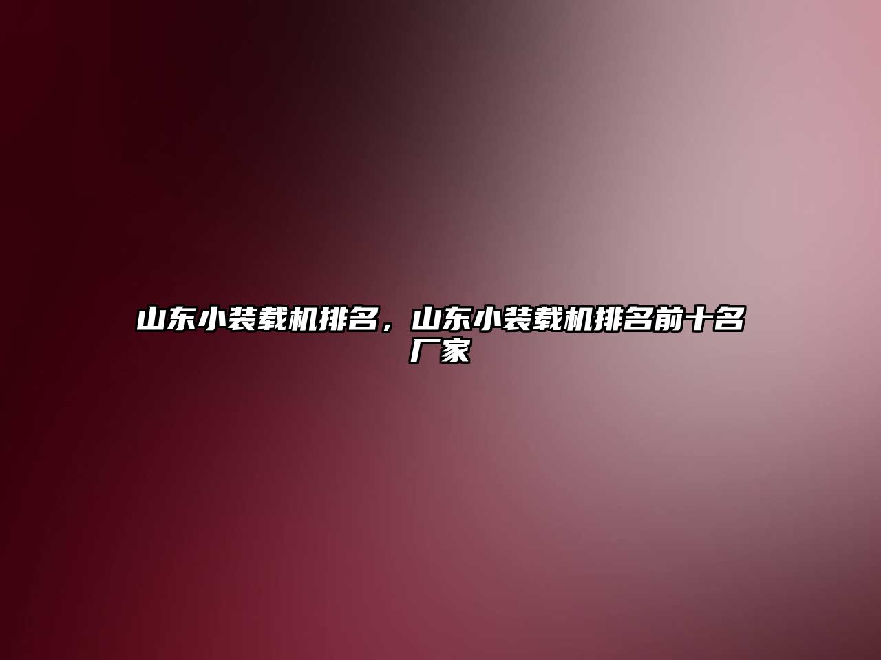 山東小裝載機排名，山東小裝載機排名前十名廠家