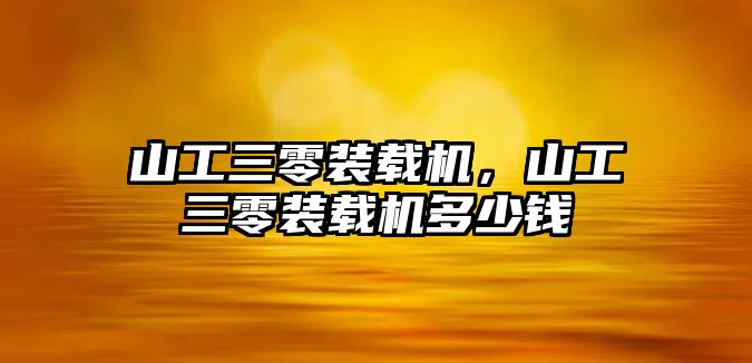 山工三零裝載機(jī)，山工三零裝載機(jī)多少錢