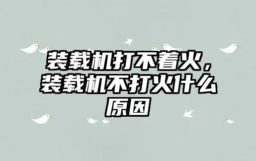 裝載機打不著火，裝載機不打火什么原因