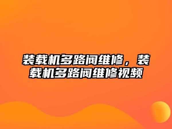 裝載機(jī)多路閥維修，裝載機(jī)多路閥維修視頻