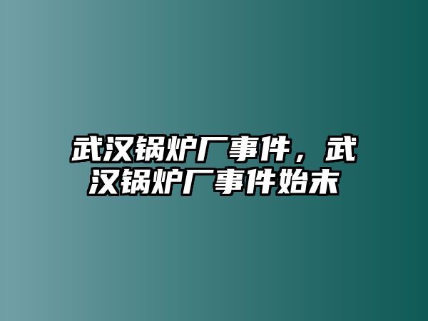 武漢鍋爐廠事件，武漢鍋爐廠事件始末