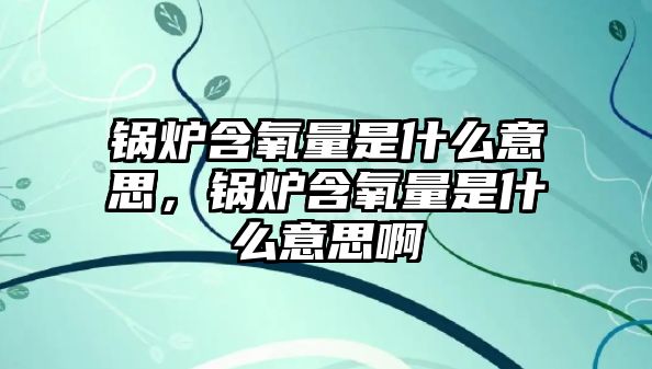 鍋爐含氧量是什么意思，鍋爐含氧量是什么意思啊