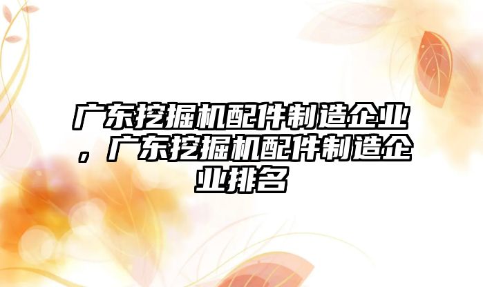 廣東挖掘機(jī)配件制造企業(yè)，廣東挖掘機(jī)配件制造企業(yè)排名