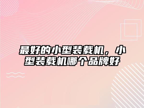 最好的小型裝載機(jī)，小型裝載機(jī)哪個(gè)品牌好