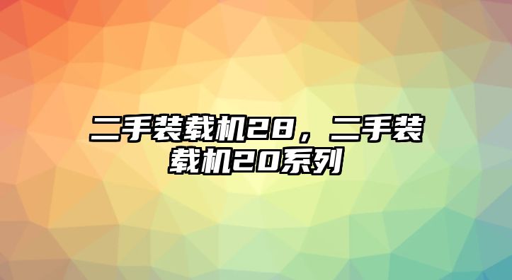 二手裝載機28，二手裝載機20系列