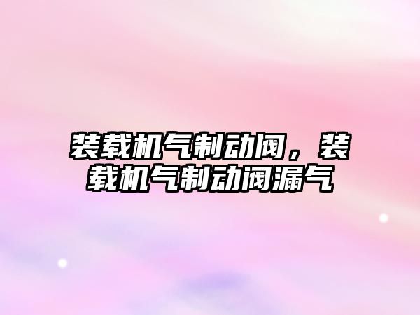 裝載機氣制動閥，裝載機氣制動閥漏氣