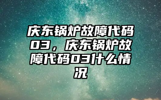 慶東鍋爐故障代碼03，慶東鍋爐故障代碼03什么情況