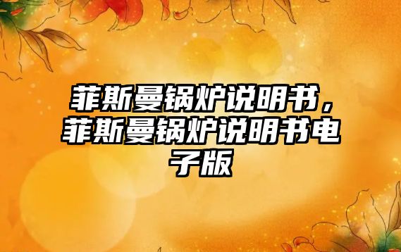 菲斯曼鍋爐說明書，菲斯曼鍋爐說明書電子版