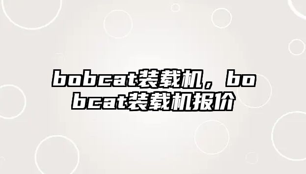 bobcat裝載機，bobcat裝載機報價