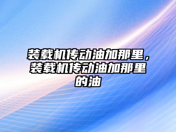 裝載機傳動油加那里，裝載機傳動油加那里的油