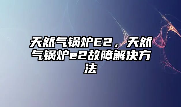 天然氣鍋爐E2，天然氣鍋爐e2故障解決方法