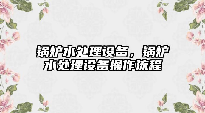 鍋爐水處理設備，鍋爐水處理設備操作流程