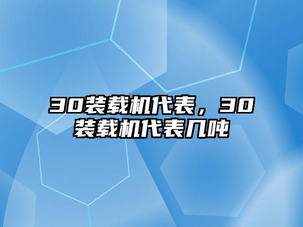 30裝載機(jī)代表，30裝載機(jī)代表幾噸