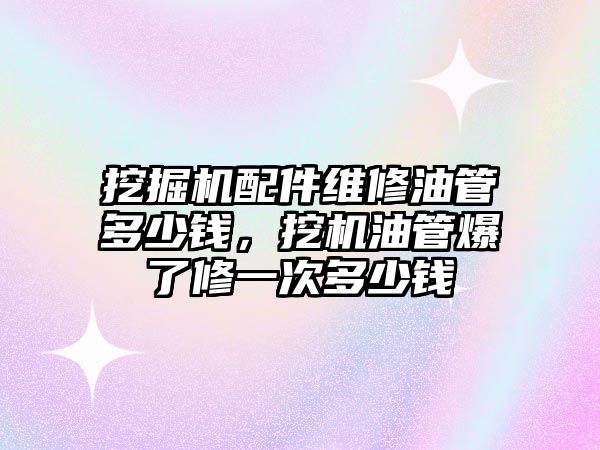 挖掘機配件維修油管多少錢，挖機油管爆了修一次多少錢