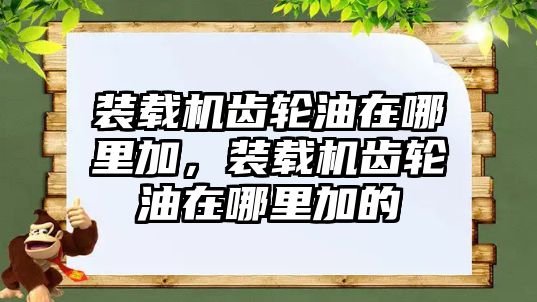 裝載機齒輪油在哪里加，裝載機齒輪油在哪里加的