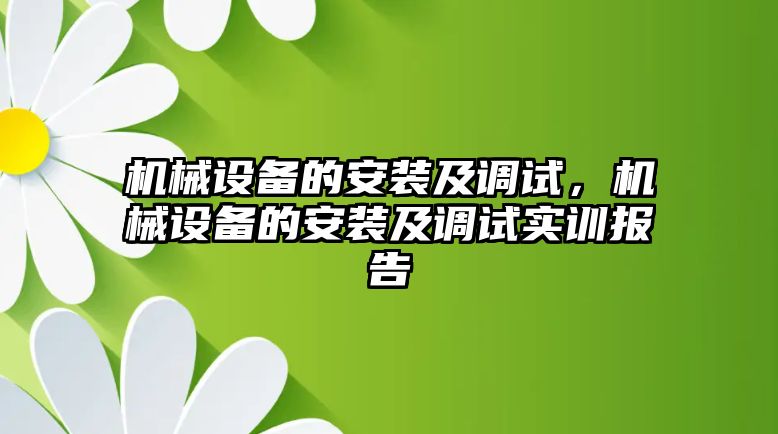 機(jī)械設(shè)備的安裝及調(diào)試，機(jī)械設(shè)備的安裝及調(diào)試實(shí)訓(xùn)報(bào)告