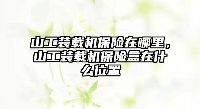 山工裝載機保險在哪里，山工裝載機保險盒在什么位置