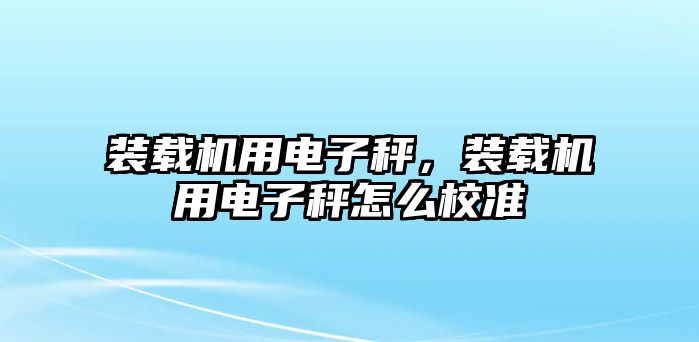 裝載機(jī)用電子秤，裝載機(jī)用電子秤怎么校準(zhǔn)