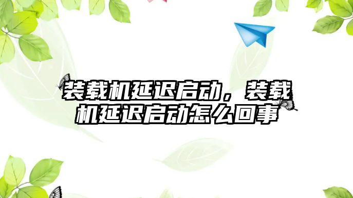 裝載機延遲啟動，裝載機延遲啟動怎么回事