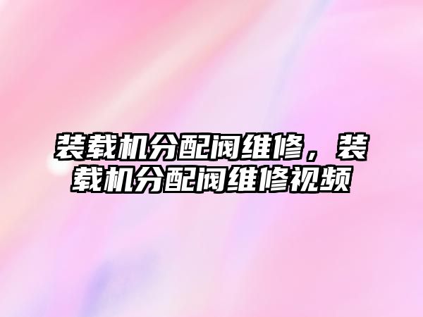 裝載機分配閥維修，裝載機分配閥維修視頻