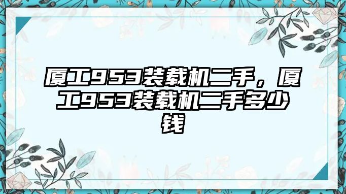 廈工953裝載機二手，廈工953裝載機二手多少錢