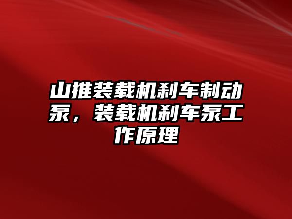 山推裝載機(jī)剎車制動(dòng)泵，裝載機(jī)剎車泵工作原理