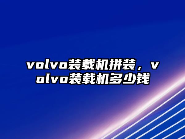 volvo裝載機拼裝，volvo裝載機多少錢