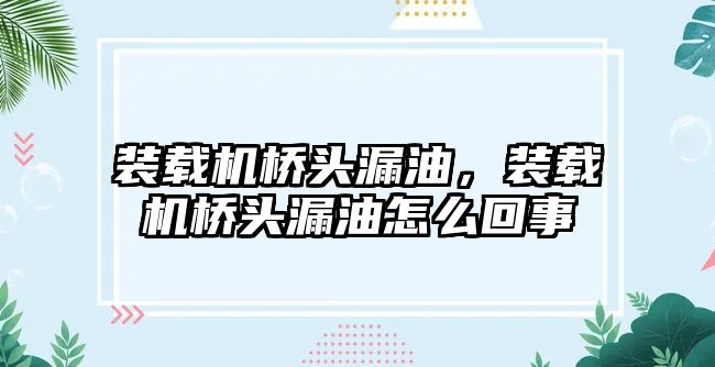 裝載機橋頭漏油，裝載機橋頭漏油怎么回事