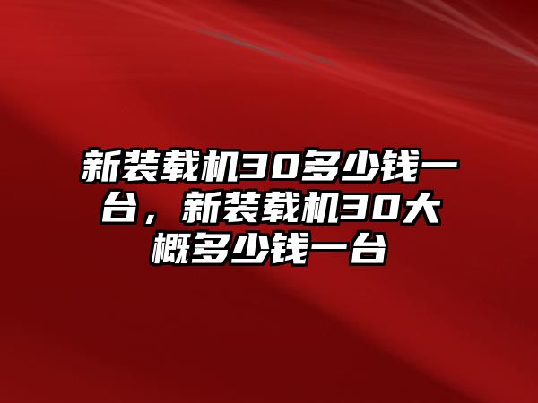 新裝載機(jī)30多少錢一臺，新裝載機(jī)30大概多少錢一臺