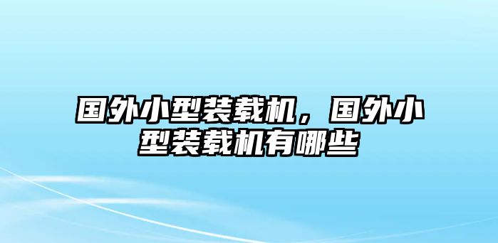 國外小型裝載機(jī)，國外小型裝載機(jī)有哪些