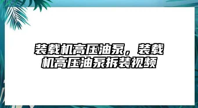 裝載機高壓油泵，裝載機高壓油泵拆裝視頻