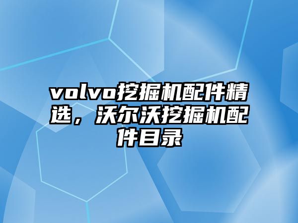 volvo挖掘機(jī)配件精選，沃爾沃挖掘機(jī)配件目錄