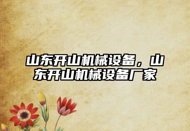 山東開山機械設(shè)備，山東開山機械設(shè)備廠家