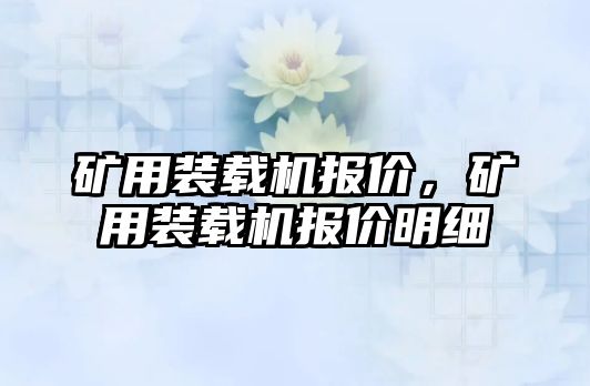 礦用裝載機報價，礦用裝載機報價明細