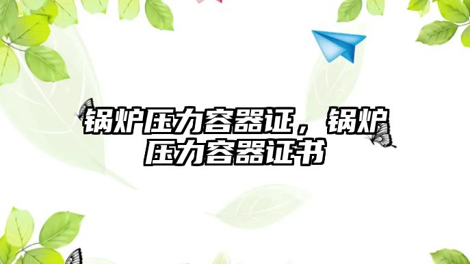 鍋爐壓力容器證，鍋爐壓力容器證書